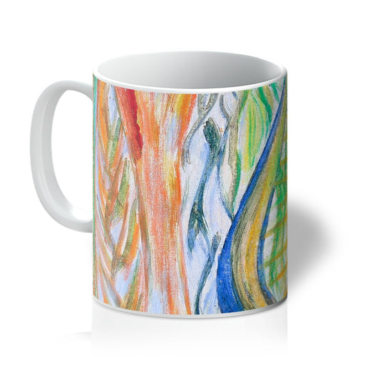 Divine Journeys of Healing ceramic mug 11 oz with colourful original artwork