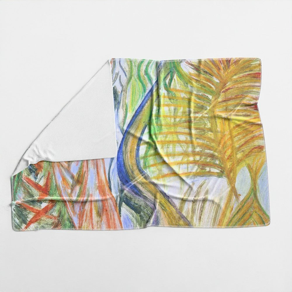 Divine Journeys of Healing Rainforest multicolored blanket  on a white background 