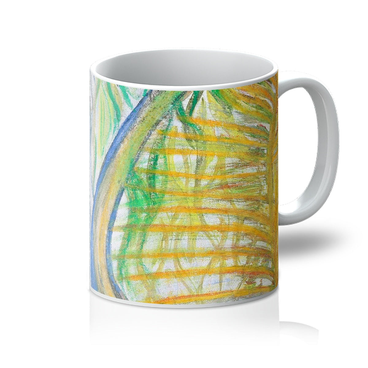 Divine Journeys of Healing ceramic mug 11 oz with colourful original artwork