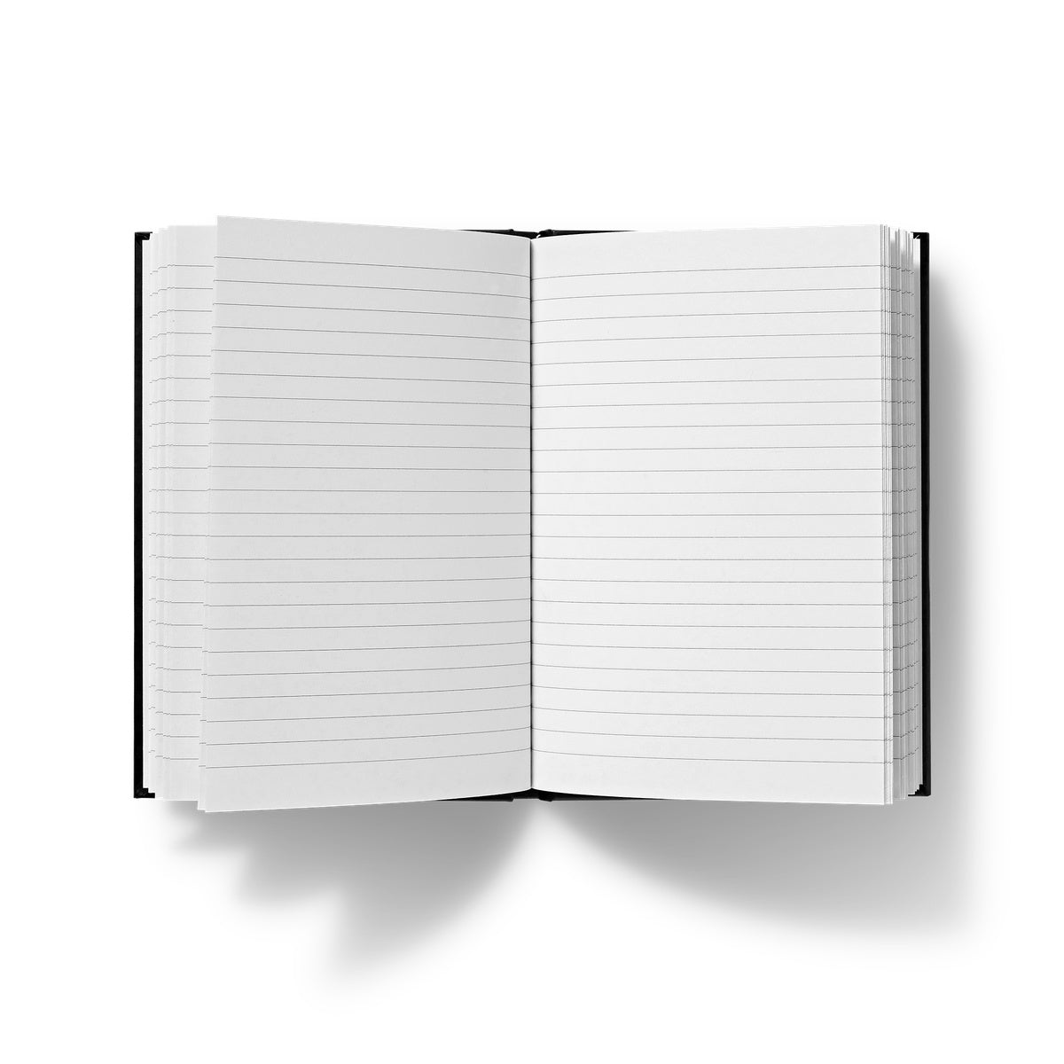 Divine Journeys of healing journal opened, lined pages, A5 size against a white background